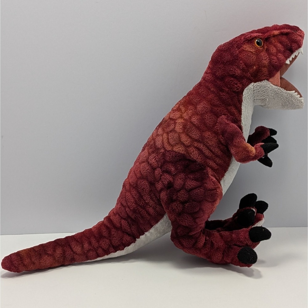 The Petting Zoo Tyrannosaurus Rex Dinosaur Plush Toy 11" plus tail Red & White